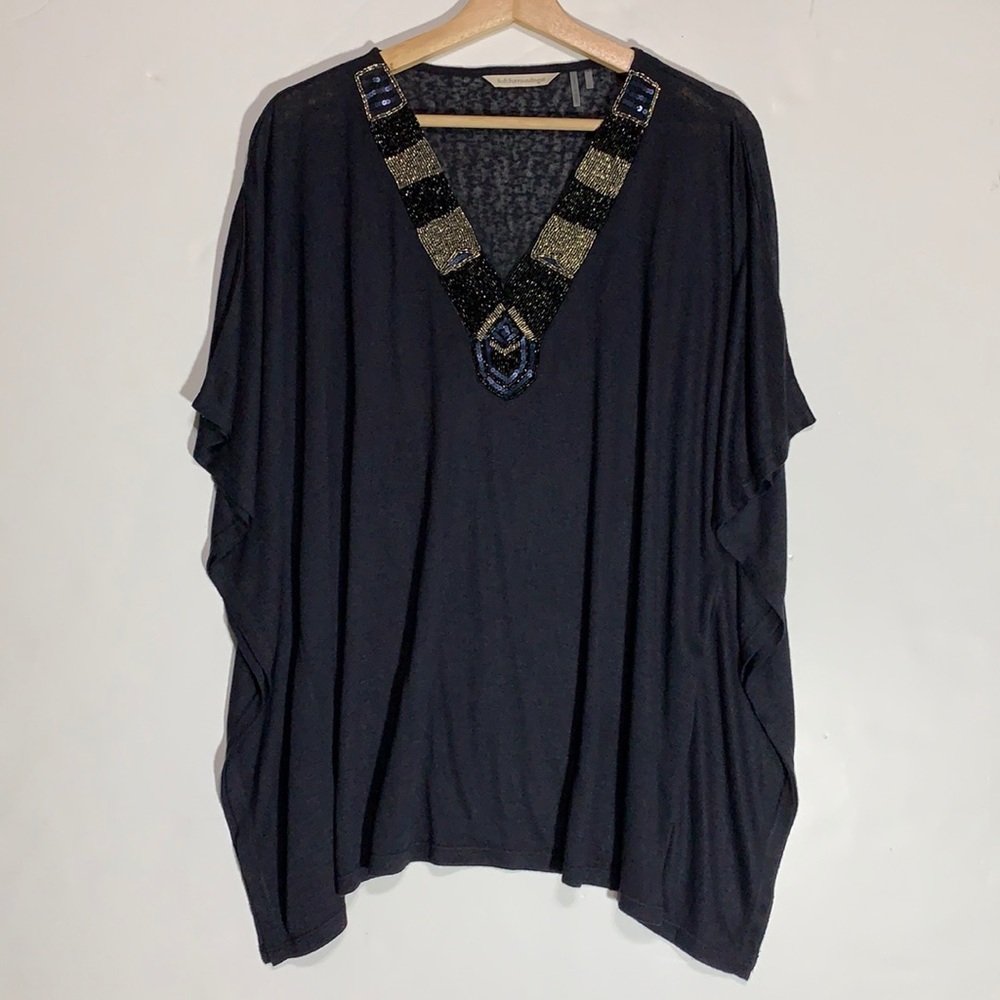 Soft Surroundings Life of the Party Black Tunic Caftan Poncho Top